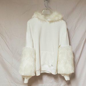 Hoodie with faux-fur hood and sleeves